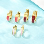 Серьги-кольца из нержавеющей стали 304 с эмалью EJEW-K268-19G-03
