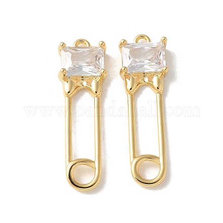 Латунные микропаве прозрачные подвески с фианитом KK-Q031-33G-1