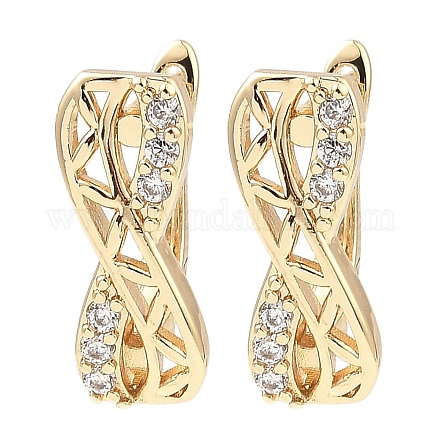 Серьги-кольца из латуни с микропаве из кубического циркония EJEW-D078-31KCG-1