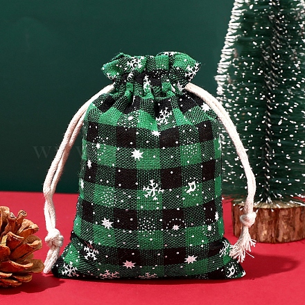 Рождественские тематические сумки из мешковины на шнурке XMAS-PW0001-236F-1