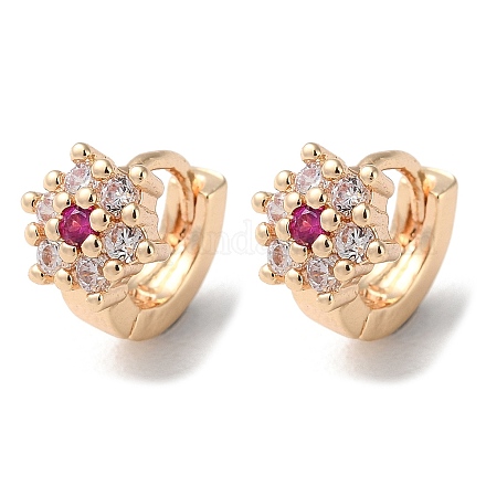 Серьги-кольца из латуни с микропаве из кубического циркония EJEW-P238-29KCG-1