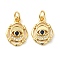 Rack Plating Brass Cubic Zirconia Pendants, Cadmium Free & Lead Free, Evil Eye, Real 18K Gold Plated, 15x11x2mm