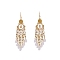 Alloy Boho Chandelier Earrings, Seed & Glass Beads Long Drop Earrings, White, 104x36mm