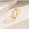Classic Brass Micro Pave Clear Cubic Zirconia Finger Rings, Criss Cross Rings for Women, Letter, Gold, Letter A, US Size 9(18.9mm)