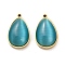 304 Stainless Steel Pendants, with Cat Eye, Teardrop Charms, Real 14K Gold Plated, Turquoise, 22.5x14.5x7mm, Hole: 1.5mm