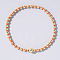 Korean Style Glass Seed & Brass Round Beaded Stretch Bracelets for Women, Dark Orange, Inner Diameter: 6-1/2 inch(16.5cm)