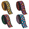8 Yards 4 Colors  Flat Ethnic Style Polyester Elastic Band, Triangle Jacquard Elastic Cord, Garment Accessories, Mixed Color, 1 inch(25~26.5mm), 2 yards/color