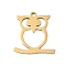 201 Stainless Steel Pendants, Owl Charms, Real 18K Gold Plated, 17x16x1mm, Hole: 1.4mm