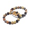Natural Mixed Gemstone Bead Stretch Bracelets, Frosted, Round, Inner Diameter: 2-1/8 inch~2-3/8 inch(5.5~6cm), Bead: 8mm