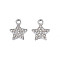 304 Stainless Steel Charms, with Crystal Rhinestone, Star, Stainless Steel Color, 15x12x2mm, Hole: 2mm