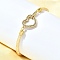 Brass Micro Pave Clear Cubic Zirconia Link Bracelets for Women, Heart, Real 18K Gold Plated, 7-1/2 inch(19.2cm)