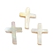 Natural Sea Shell Cabochons, Religion Cross, White, 10.5x8x1mm