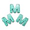 Transparent Epoxy Resin Pendants, Letter M Charms, with Paillette and Loops, Pale Turquoise, 42.5x43x7.5mm, Hole: 2mm