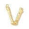 Rack Plating Brass Pendants, Long-Lasting Plated, Cadmium Free & Lead Free, Real 18K Gold Plated, with Jump Ring, Letter V, 37.5x32.5x6.7mm, Hole: 5mm