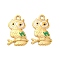 304 Stainless Steel Enamel Pendants, Ion Plating(IP), Real 18K Gold Plated, Owl, Colorful, 23.5x15x2mm, Hole: 2mm