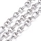 Tarnish Resistant 304 Stainless Steel Oval Link Chains, Unwelded, with Spool, Stainless Steel Color, 21x13x3mm, 15x12.5x3mm, about 16.40 Feet(5m)/Roll