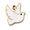 304 Stainless Steel Enamel Charms, Ion Plating(IP), Bird Charm, Real 18K Gold Plated, White, 13.5x13x1.5mm, Hole: 1.5mm