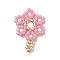 Handmade Loom Pattern MIYUKI Seed Beads, Flower Pendants, Pearl Pink, 20x14x1.8mm, Hole: 0.7mm