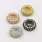 Brass Cubic Zirconia European Beads, Rondelle, Mixed Color, 11x4mm, Hole: 5mm