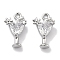 Brass Micro Pave Clear Cubic Zirconia Charms, Cadmium Free & Nickel Free & Lead Free, Cocktail, Real Platinum Plated, 13x8x4mm, Hole: 1.2mm