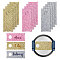 1 Set Glitter Acrylic Wine Glass Charms, Goblet Marker, Rectangle, Mixed Color, 81x33x3mm, Hole: 4mm, 12pcs/set