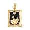 Ion Plating(IP) 304 Stainless Steel Rhinestone Pendants, Enamel Style, Rectangle, Women, Moon, Real 18K Gold Plated, 22.5x16x2.5mm, Hole: 5.5x3mm