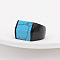 Rectangle Synthetic Turquoise Finger Ring, Electrophoresis Black Stainless Steel Jewelry, Electrophoresis Black, US Size 10 1/4(19.9mm)
