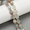 Natural Green Lodolite Quartz  Beads Strands, Faceted, Oval, with Seed Beads, 10x8mm, Hole: 1mm, about 34pcs/strand, 15.16''~15.35''(38.5~39cm)