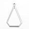 Tarnish Resistant 304 Stainless Steel Open Pendants, Teardrop, Stainless Steel Color, 39x23x1mm, Hole: 1.8mm