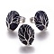 Adjustable Synthetic Blue Goldstone Finger Rings, with Platinum Tone Brass Findings, Oval, Size 8, 18mm
