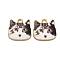 Alloy Enamel Pendants, Cadmium Free & Nickel Free & Lead Free, Golden, Cat Head Charm, Black, 17x17x2mm, Hole: 2mm