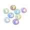 Mocha Effect Flat Round Shape Sew on Rhinestone, K5 Glass Rhinestone, 2-Hole Link, Plated Flat Back, Sewing Craft Decoration, Mixed Color, 12x4.5mm, Hole: 0.9mm