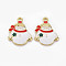 Rack Plating Light Gold Alloy Enamel Pendants, Cadmium Free & Lead Free, for Christmas, Snowman, White, 22x17.5x2.5mm, Hole: 1.6mm