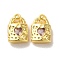 Brass Micro Pave Cubic Zirconia Pendants, Cadmium Free & Nickel Free & Lead Free, Real 18K Gold Plated, Lock, Lavender, 12.5x9x4mm