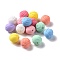 Spray Painted ABS Plastic Beads, Rubberized Style, Round with Rose Pattern, Mixed Color, 15.5x14.5mm, Hole: 2mm, about 275pcs/500g