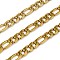 316 Surgical Stainless Steel Figaro Chains, Ion Plating(IP), Unwelded, with Spool, Golden, 14.5x6.5x2mm and 10.5x6.5x2mm