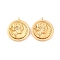 Brass Micro Pave Clear Cubic Zirconia Pendants, Cadmium Free & Nickel Free & Lead Free, Round with Alexander the Great, Real 18K Gold Plated, 17x15x4mm, Hole: 1mm