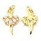 Rack Plating Brass Micro Pave Cubic Zirconia Pendants, with Jump Ring, Ballet Girl, Real 18K Gold Plated, 24x13x2.8mm, Hole: 3.2mm