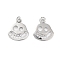 Rack Plating Brass Pendants, Long-Lasting Plated, Cadmium Free & Lead Free, with Jump Ring, Skull, Platinum, 17.5x16x1.5mm, Hole: 3.5mm