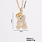 Brass Pave Clear Cubic Zirconia Cable Chain Bear Pendant Necklaces for Women, with Crystal Rhinestone, Golden, 15.75 inch(400mm)