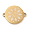 Ion Plating(IP) 304 Stainless Steel Connector Charms, Flat Round Links with Flower Pattern, Golden, 16x20x1.5mm, Hole: 1.6mm