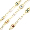 Enamel Lip Link Chains, with Plastic Imitation Pearl Beads and Rack Plating Real 18K Gold Plated Brass Chain, Soldered, with Spools, Long-Lasting Plated, Cadmium Free & Lead Free, Colorful, 16x5.6x3mm