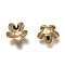 304 Stainless Steel Bead Caps, 5-Petal Flower, Real 18K Gold Plated, 8x7.5x2mm, Hole: 1.2~1.8mm