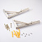 304 Stainless Steel Folding Shelf Brackets, with Plastic Plus & Iron Screws, Stainless Steel Color, 1.6~25x0.65~3.7x0.65~2.3cm, 20pcs/set