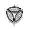 Brass Micro Pave Clear and Black Cubic Zirconia Triangle Connector Charms, Rack Plating, Long-Lasting Plated, Lead Free & Cadmium Free, Platinum, 22x16.5x2mm, Hole: 1.4mm