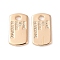 Brass Charms, Cadmium Free & Nickel Free & Lead Free, Rectangle With Word, Real 18K Gold Plated, 12.5x7x1mm, Hole: 1.8mm