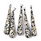Natural Dalmatian Jasper Big Pendants, with Platinum Plated Iron Pinch Bail, Teardrop, 58x10mm, Hole: 7x4mm
