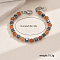 Stainless Steel Beaded Bracelets for Women Men, Orange, Inner Diameter: 7-1/2 inch(19cm)