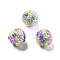 Acrylic Rhinestone Ball Beads, Sparkling Beads with Hexagon Patterns, Round, Colorful, 20x18.5mm, Hole: 2.8mm