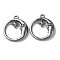 Eco-Friendly Alloy Pendants, Flat Round with Moon, Gunmetal, 18.5x16.5x3mm, Hole: 1.5mm
